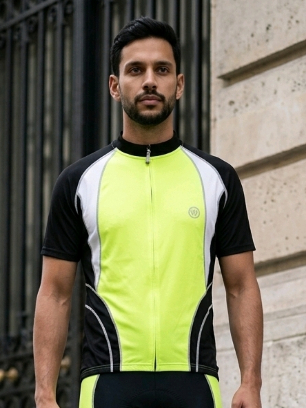 Canari Neon Yellow Cycling Jersey Mens Large Full Zip Hi-Vis Road Bike Sport Tee
